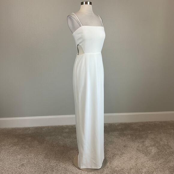White Cut Out Sleeveless Column Evening Gown Size 8 Formal Dress by AQUA - Picture 3 of 11